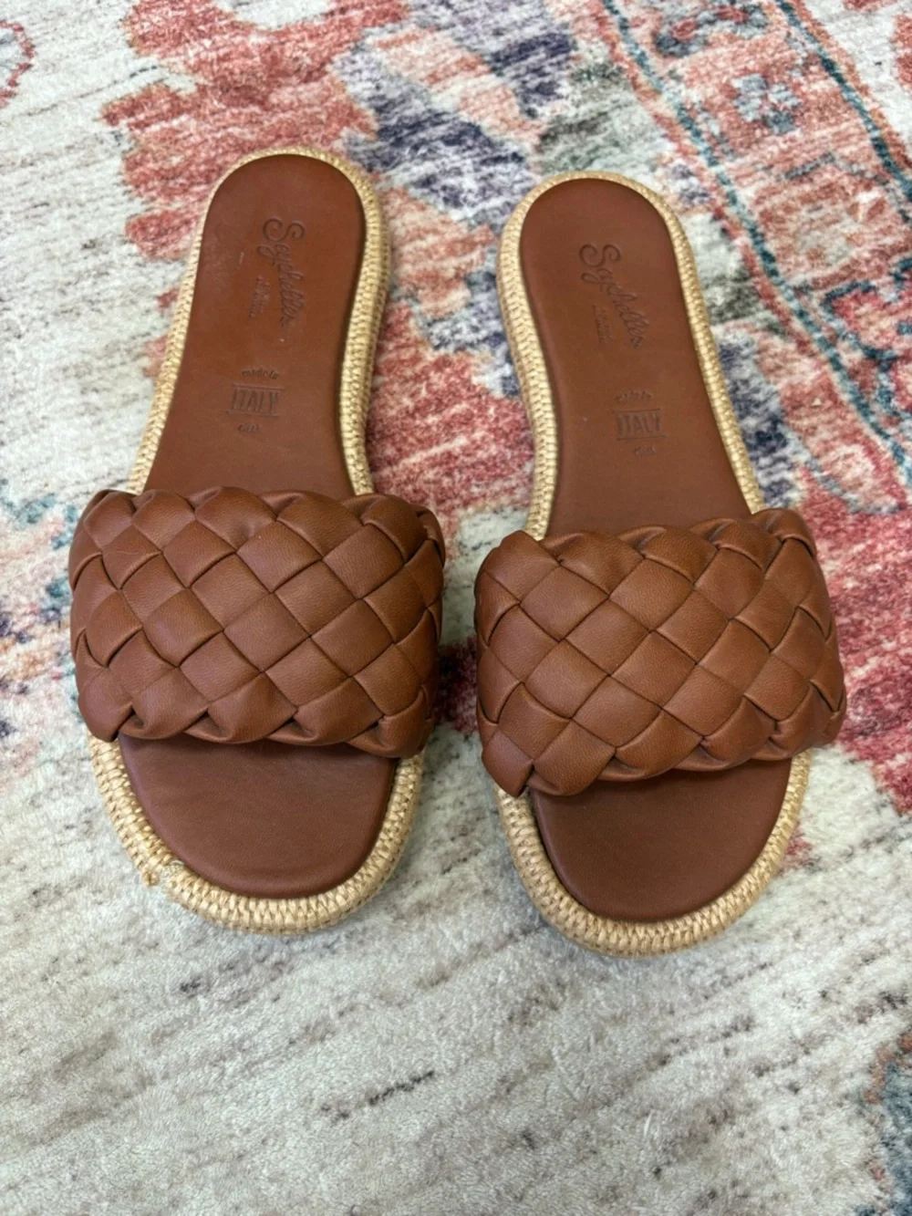 Seychelles Bellissima Sandal Tan Brown Vegan Leather w/Raffia Size‎ 8.5